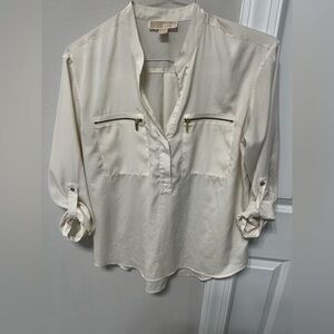 MICHAEL by Michael Kors Ivory Blouse with Zipper Details